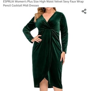Esprlia Velvet Faux Wrap Dress